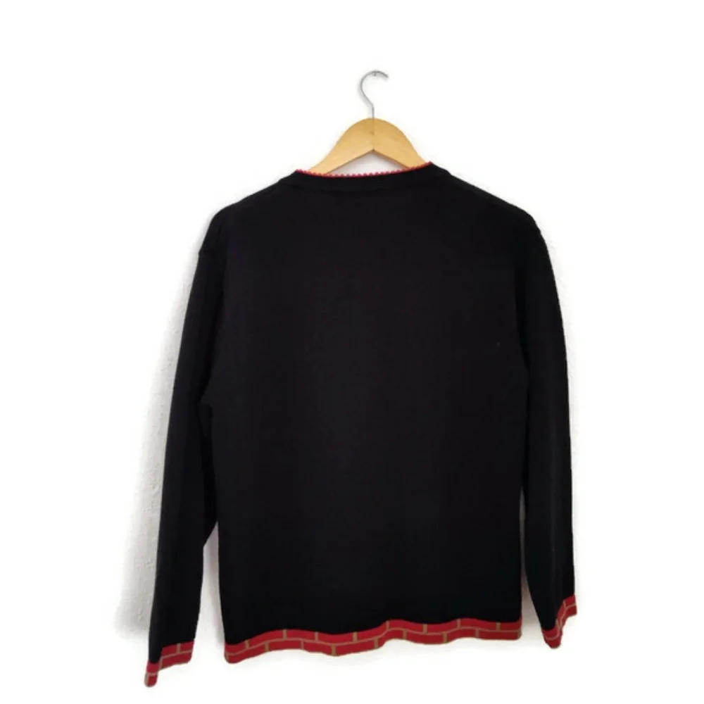 Vintage Terazzo Christmas Cardigan Santa Ugly Sweater Holiday Size Large - Picture 3 of 5